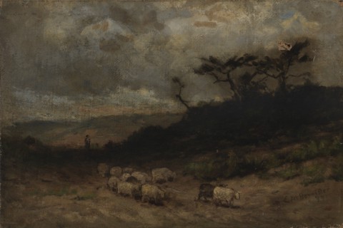 Untitled (shepherd with sheep), 1877.