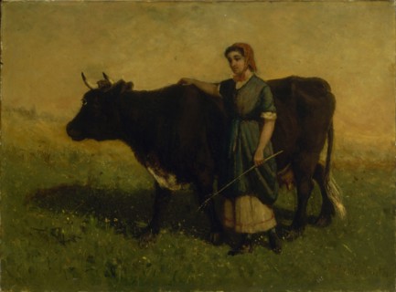 Untitled (woman walking with cow), ca. 1869.