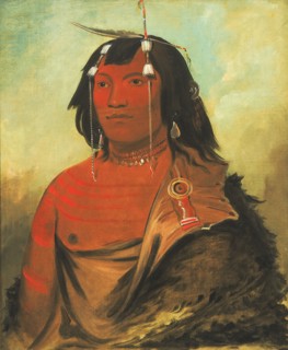 Bi-éets-ee-cure, Very Sweet Man, 1832. Hair bows, decorated with beads imported from Venice in the 1830s by white traders on the Upper Missouri.