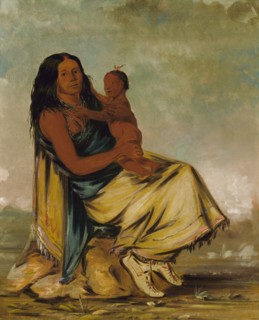 Wáh-chee-te, Wife of Cler-mónt, and Child, 1834.