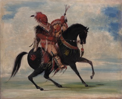 Kee-o-kúk, The Watchful Fox, Chief of the Tribe, on Horseback, 1835. Signed over lands in the states known today as Illinois, Missouri, and Wisconsin, for which his tribe received seventy-five cents p...