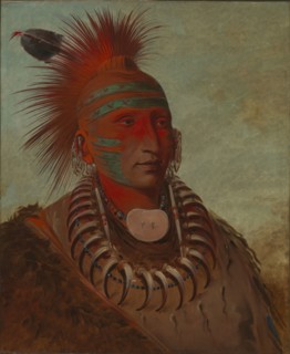 No-ho-mun-ya, One Who Gives No Attention, 1844.  Among fourteen Iowa travelled with George Catlin to London in the 1840s, to promote his Indian Gallery. He died in Liverpool, England, before the deleg...