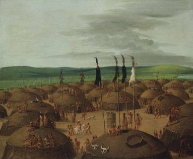 Bird's-eye View of the Mandan Village, 1800 Miles above St. Louis, 1837-1839.