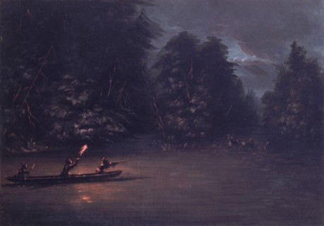 Deer Hunting by Torchlight in Bark Canoes, 1846-1848.