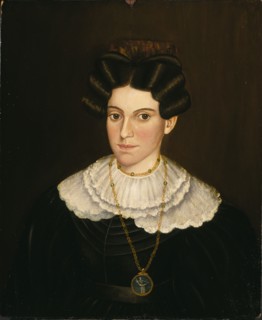 Woman in Black Dress, ca. 1835-1840. Attributed to M. W. Hopkins.