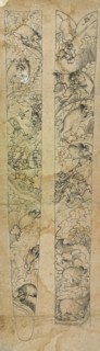 A raja hunting wild boars, design for a scabbard, ca. 1750-1760. Attributed to Shevdar Gangeyagi.