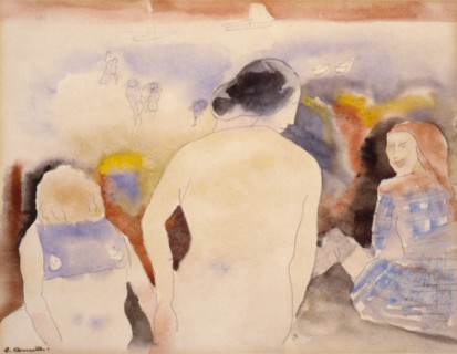 Untitled (Woman with Black Hair and Two Children), early 20th century.