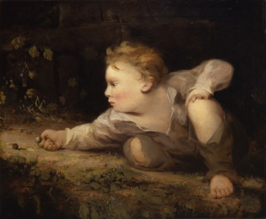 Boy Playing Marbles, ca. 1858.