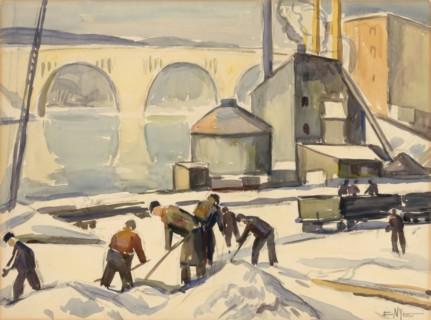 C.W.A. Worker at Key Bridge, early 20th century.