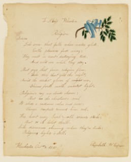 To Miss Wheaton; Religion, 1830.