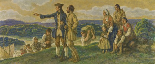 Arrival of Colonel John Donaldson (design for mural), late 19th-early 20th century.