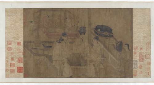 The Double Screen: Emperor Li Jing Watching his Brothers Play Weiqi, 14th century. Formerly attributed to Zhou Wenju.