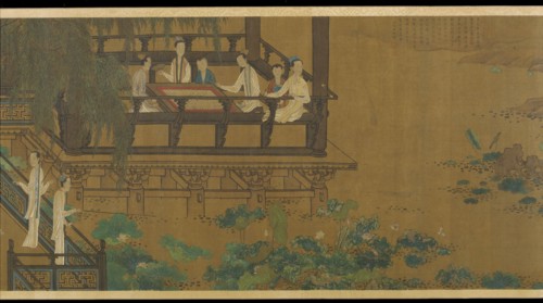 Palace Ladies by a Lotus Pond, 18th century. Formerly attributed to Zhou Wenju.