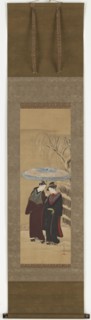 A Girl and a man walking in the snow, mid 18th century.