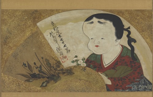 Uzume (Okame) and flowers, 18th-19th century.