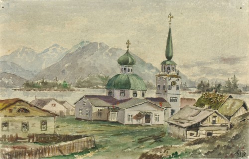 Rear View of Greek Church, Sitka, 1888.