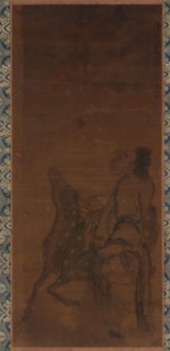 An Immortal and a deer looking at a dragon overhead, 1751.