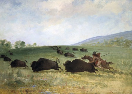 An Osage Indian Lancing a Buffalo, 1846-1848.