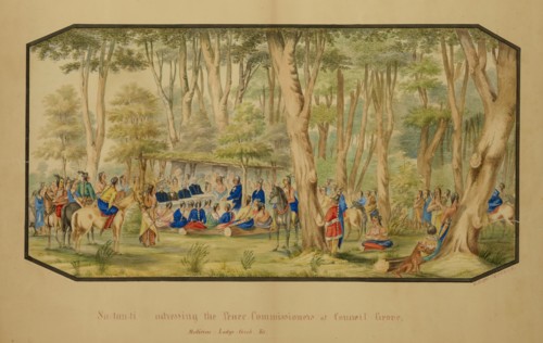Sa-tan-ti Addressing the Peace Commissioners at Council Grove, Medicine Lodge Creek, 1867.