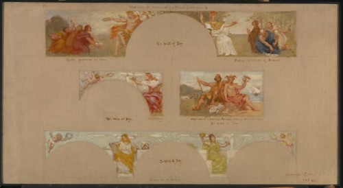 Sketches for a Decoration of a Private Library "B", 1894.
