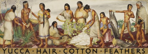 Yucca, Hair, Cotton, Feathers (mural study), ca. 1933-1943.