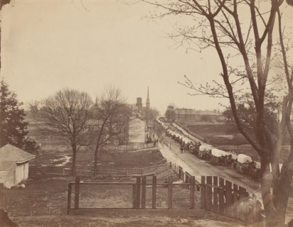 Train of Army Wagons Entering Petersburg, Virginia, April 1865.