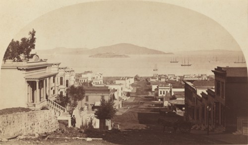 Alcatraz Island and San Francisco Bay, Looking North, 1880s.