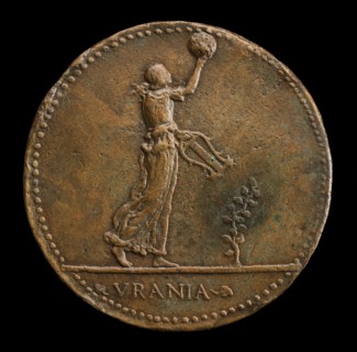 Urania Walking to Right, Holding a Globe and Lyre [reverse], 1488 or after.