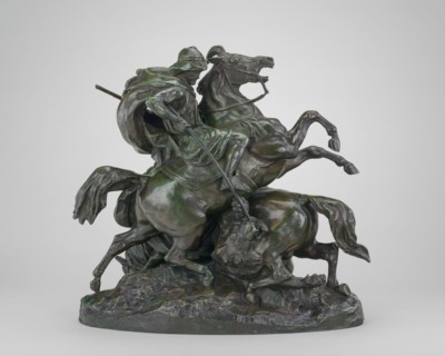 Two Arab Horsemen Killing a Lion, model 1838, cast by 1873.