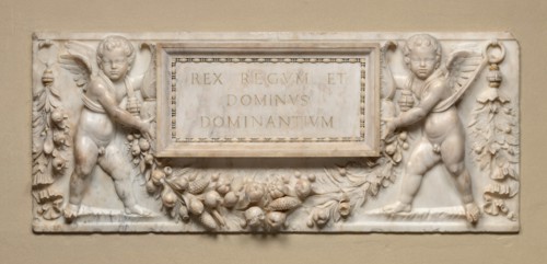 Relief from an Altar or Tabernacle, c. 1507/1512. [Rex Regum et Dominus Dominantium: Jesus Christ, King of Kings and Lord of Lords].