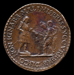The Marquess Giving Alms [reverse], probably 1484/1506.