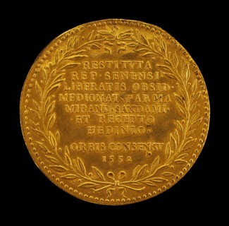 Inscription in a Laurel Wreath [reverse], 1552.