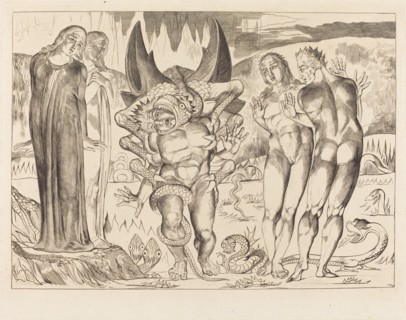The Circle of the Thieves; Agnolo Brunelleschi Attacked by a Six-Footed Serpent, 1827.
