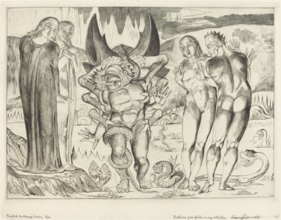 The Circle of the Thieves; Agnolo Brunelleschi Attacked by a Six-Footed Serpent, 1827.