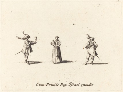 Lady with Wine Bottle, and Two Gentlemen, probably 1634.
