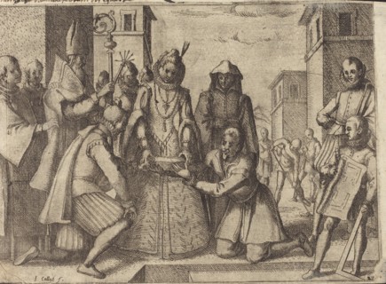 The Queen Laying the First Stone for the Church of the Poor Clares in Spain [verso], 1612.