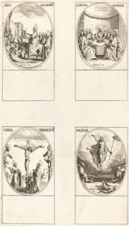 Entry into Jerusalem; Last Supper; Crucifixion; Resurrection.