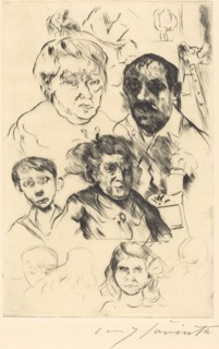 Verschiedene Köpfe und Selbstbildnis (Assorted Heads and Self-Portrait), 1915.