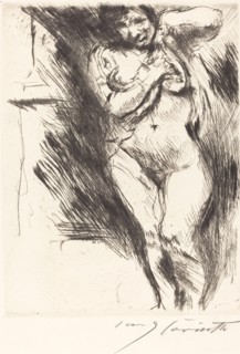Akt mit hochgehobenem Hemd (Woman Undressing), 1921.