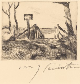 Brücke mit Tafel (Bridge with Sign), 1916.