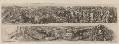 Two Ornamental Bands with Chained Leopards and Eagles, probably 1648.