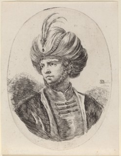Young Moor with a Slight Beard and Feathered Turban, Turned to the Left, 1650.