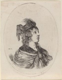 Woman in a Feathered Turban, Turned to the Right, 1649/1650.