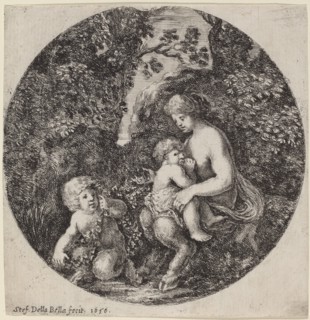 Female Satyr Nursing a Child in a Wooded Landscape, 1656.
