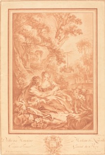 Two Lovers Seated at the Foot of a Large Tree, Surprised by Two Girls.