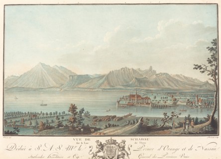 Vue de Schadau. [Schadau Castle on Lake Thun, Switzerland].
