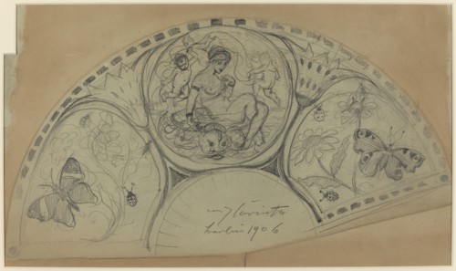 Fan Design [recto], probably 1906.