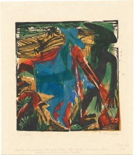 Peter Schlemihls wundersame Geschichte: Schlemihls Begegnung mit dem Schatten..., 1915. Creator: Ernst Kirchner.