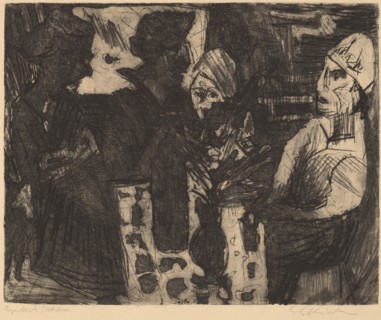 Women at a Table in a Room (recto) / Nude Woman (verso), 1920.