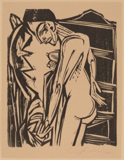 Female Nude Before a Cabinet, 1916.